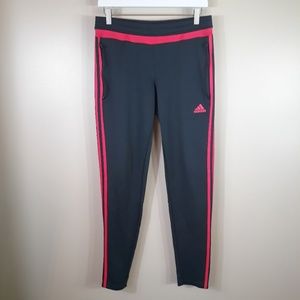 ADIDAS GRAY AND PINK 3 STRIPE LEGGINGS Size M